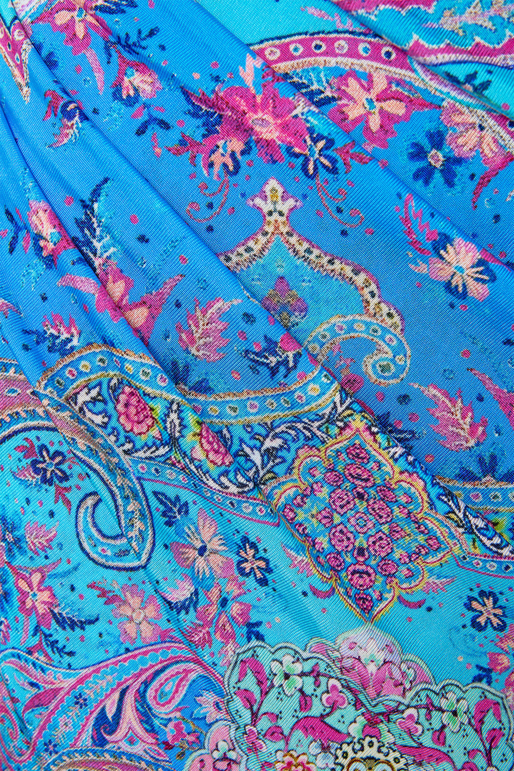 The CAMILLA ONE SHOULDER JERSEY DRESS FOOTSTEPS IN FOLKLORE in our  print.