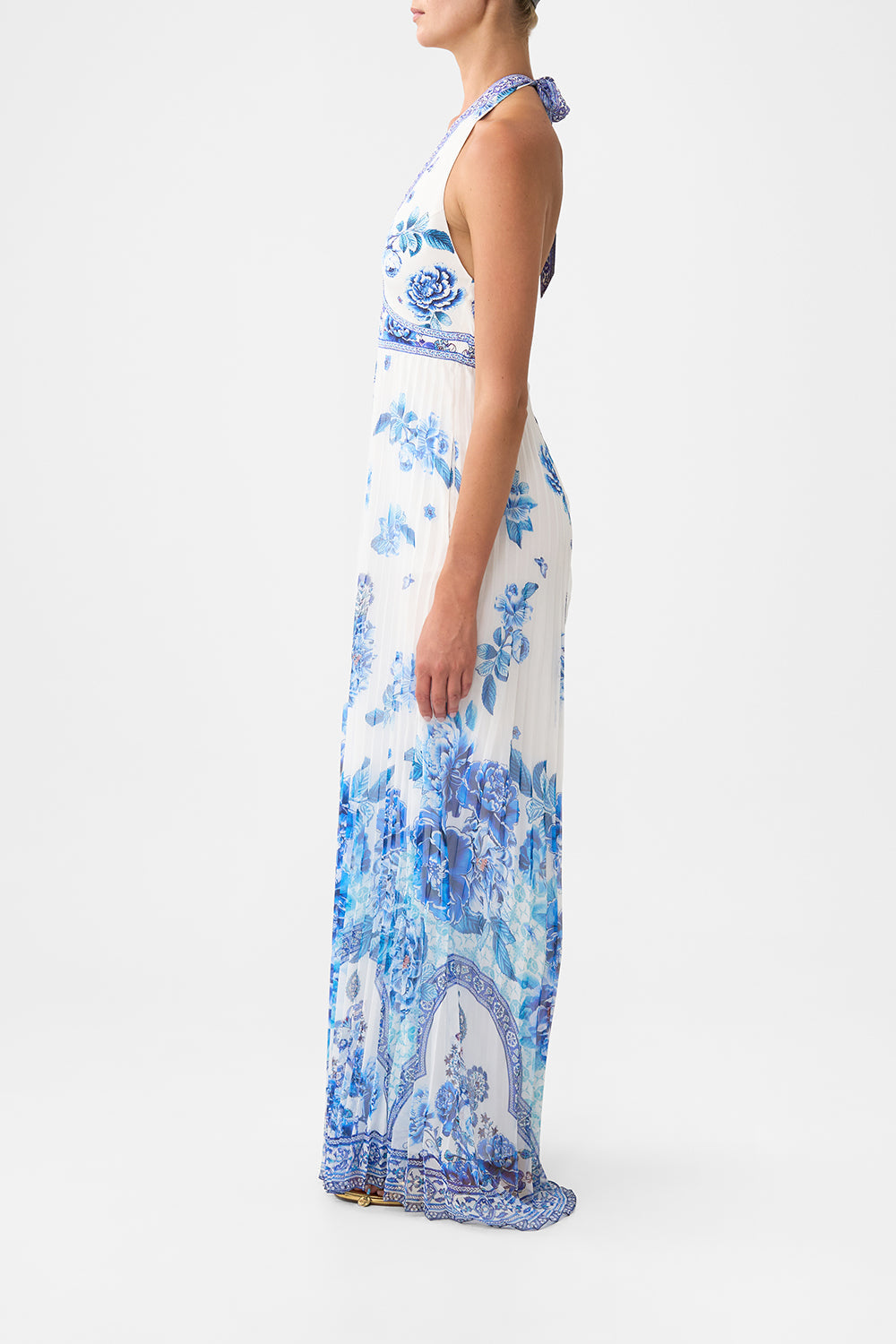 TIE NECK HALTER JUMPSUIT A CERAMIC GARDEN