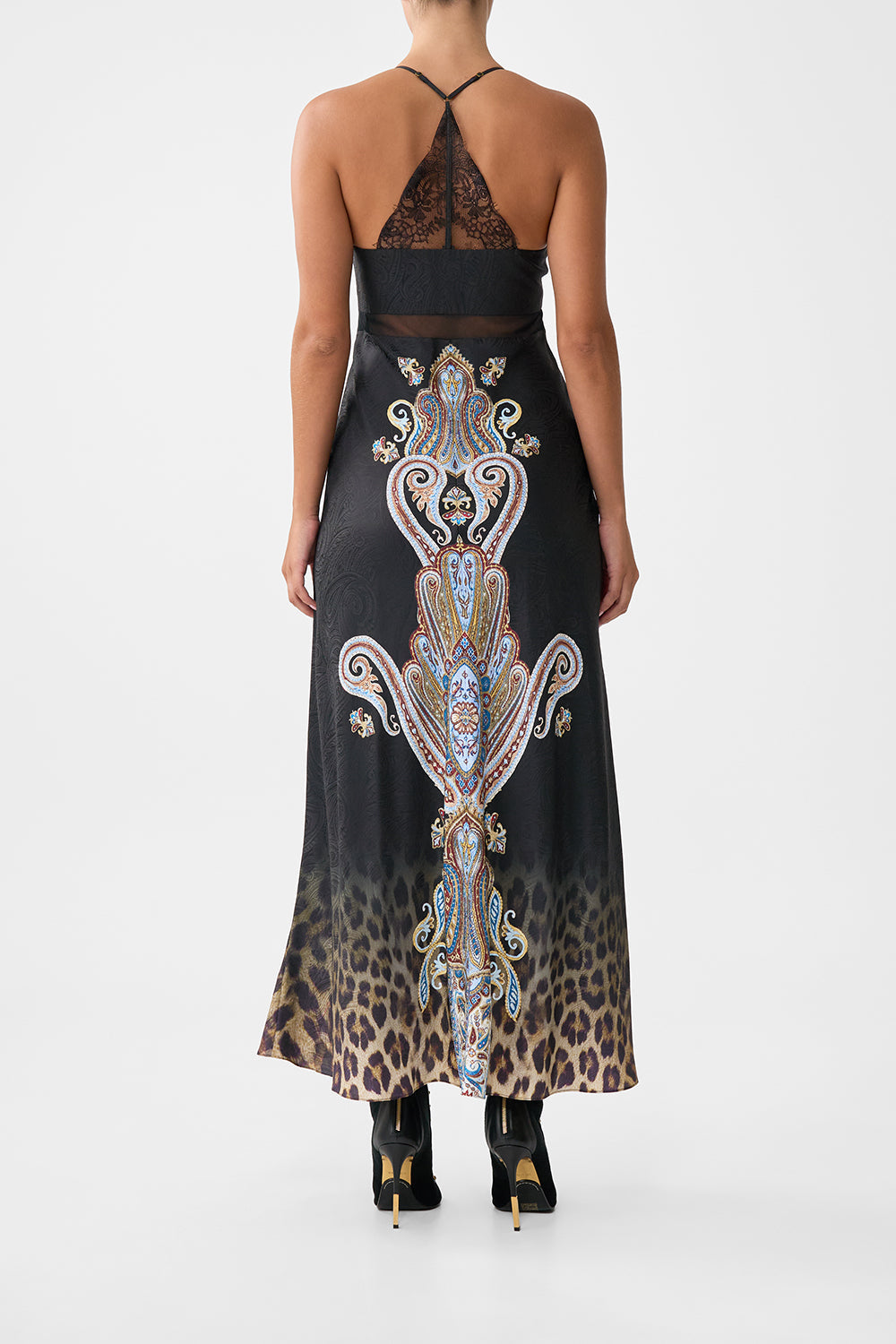Istanbul Animalia Lace Splice Bias Long Dress | CAMILLA US