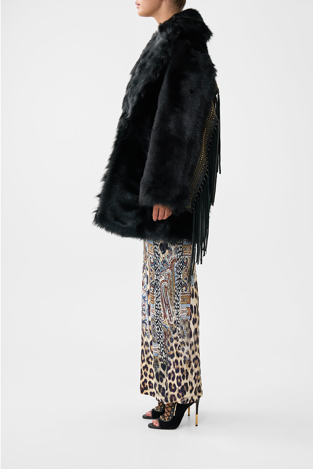 SHEARLING COAT WITH REMOVABLE FRINGING ISTANBUL ANIMALIA