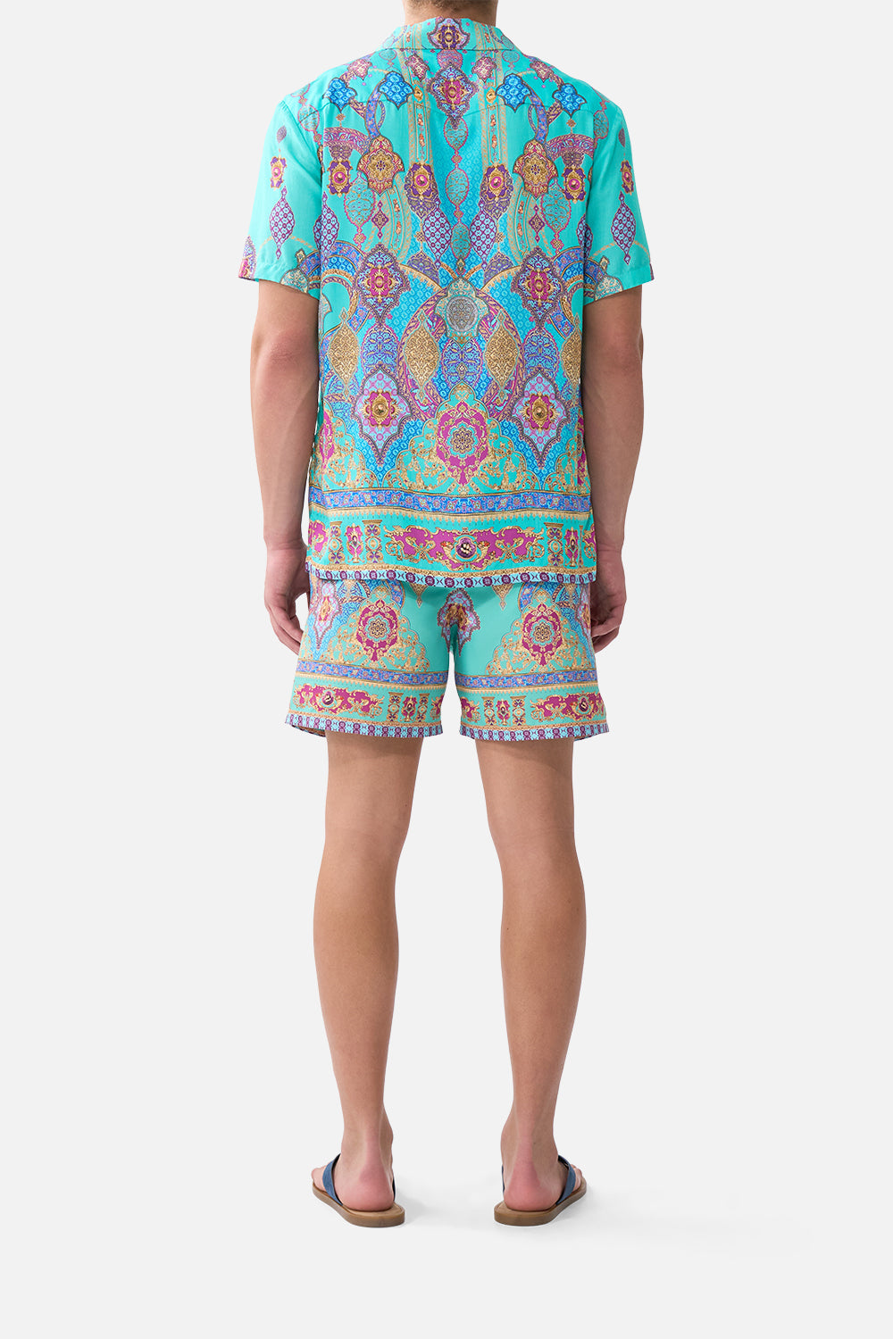 The CAMILLA short sleeve camp collared shirt from our print the concubines corridor, back model view