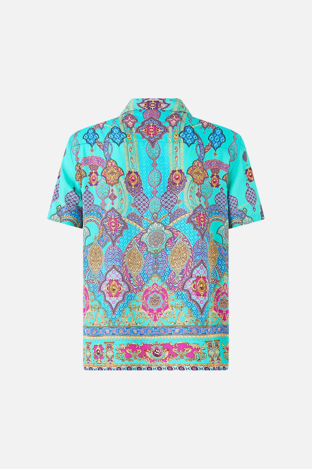 The CAMILLA short sleeve camp collared shirt from our print the concubines corridor, back product view