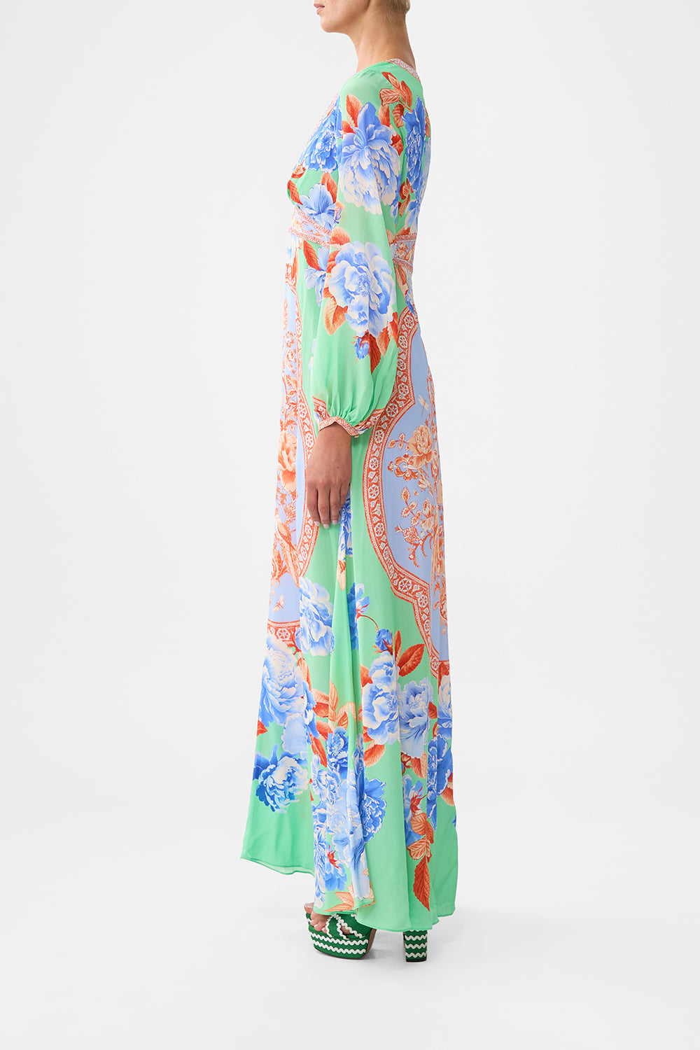 PRINTED LANTERN SLEEVE DRESS TOPKAPI POP