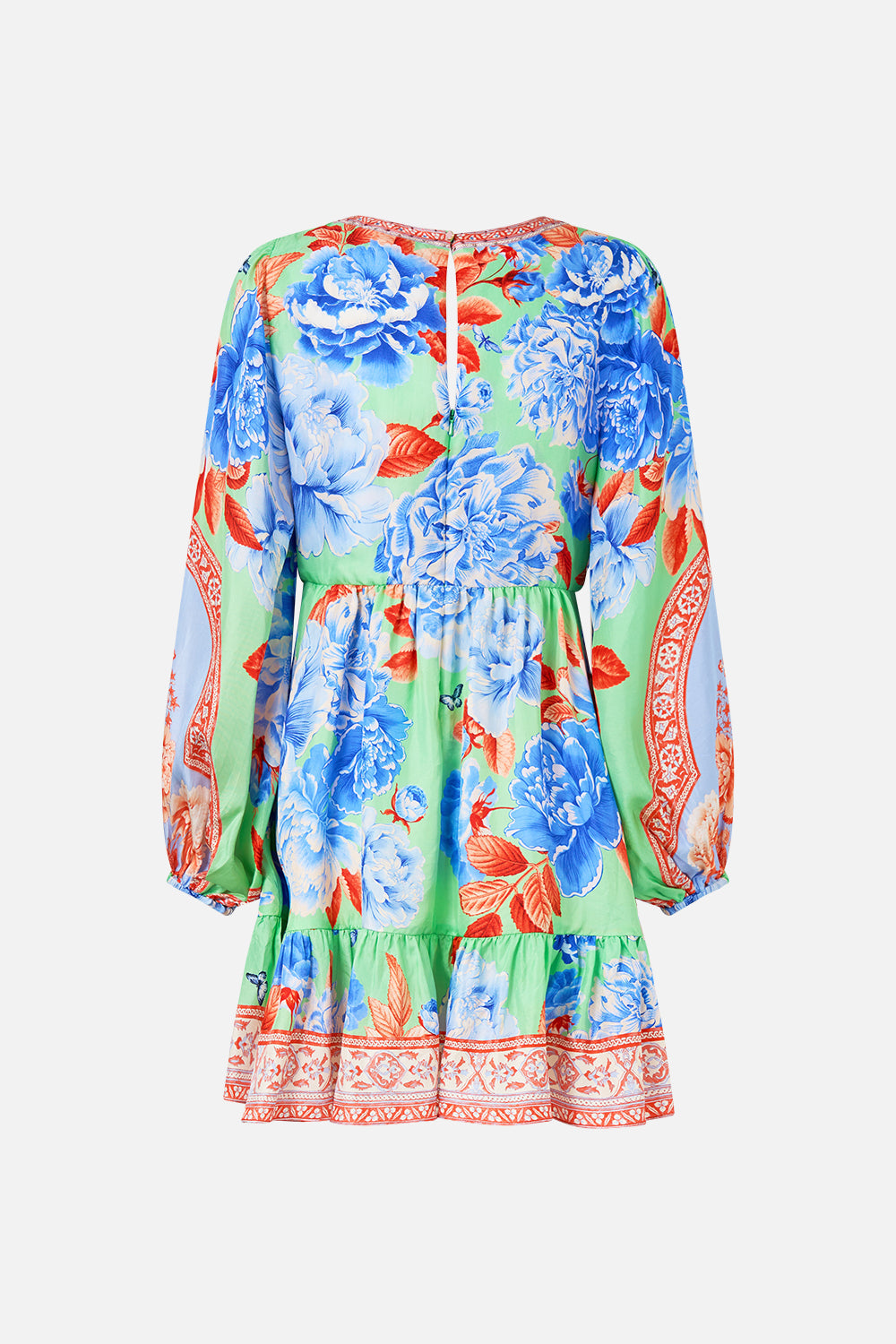 The CAMILLA short tie front blouson dress from our print Topkapi pop, back product view