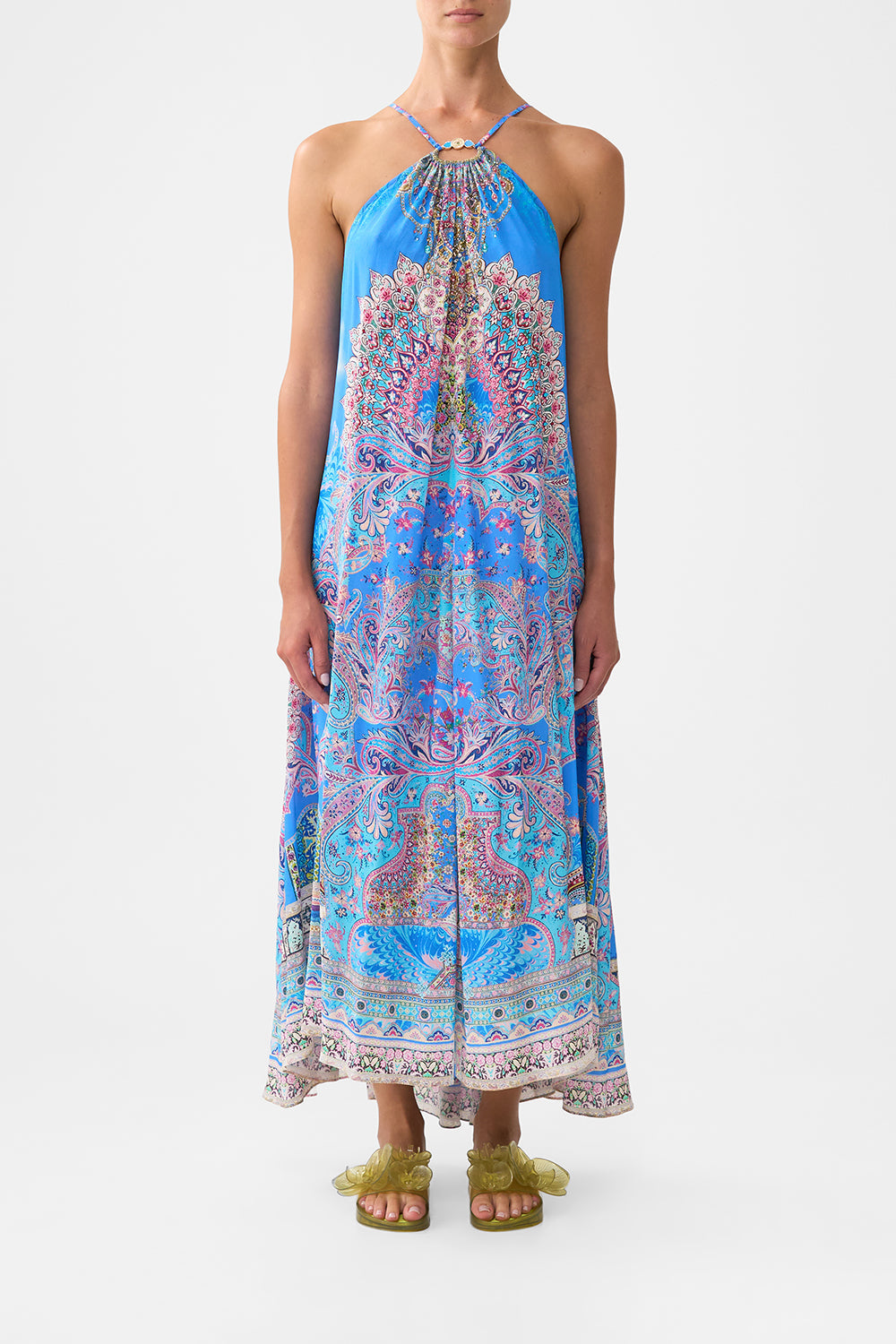 GATHER NECK HARDWARE MAXI DRESS FOOTSTEPS IN FOLKLORE