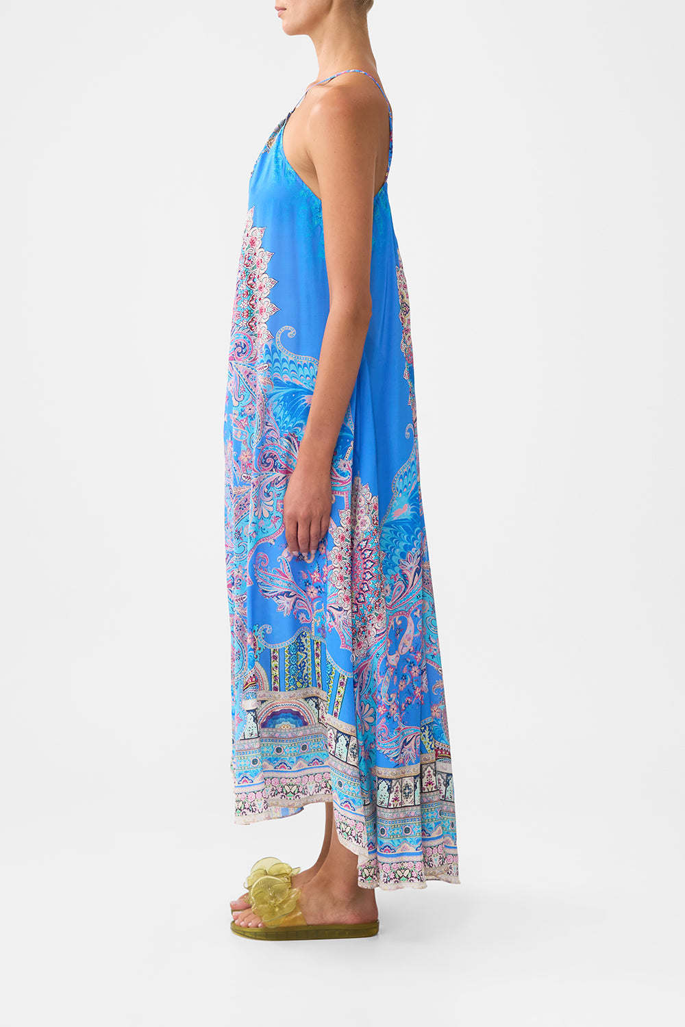 GATHER NECK HARDWARE MAXI DRESS FOOTSTEPS IN FOLKLORE