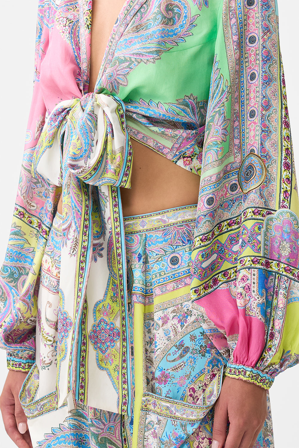 The CAMILLA cropped wrap shirt from our print magic carpet ride