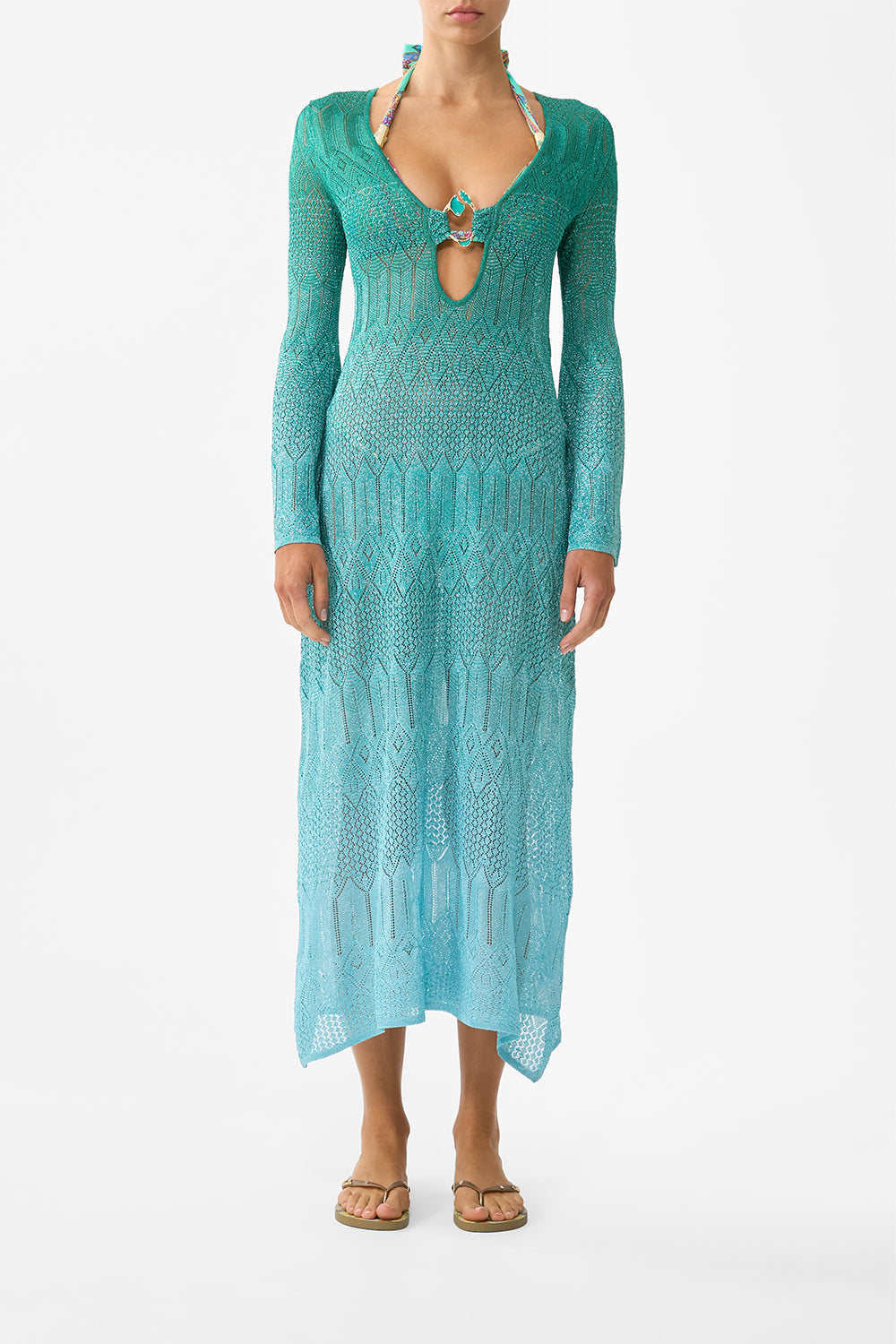 VESTIDO DE PUNTO CON DETALLE DE HERRAJES PLUNGE THE CONCUBINES CORRIDOR