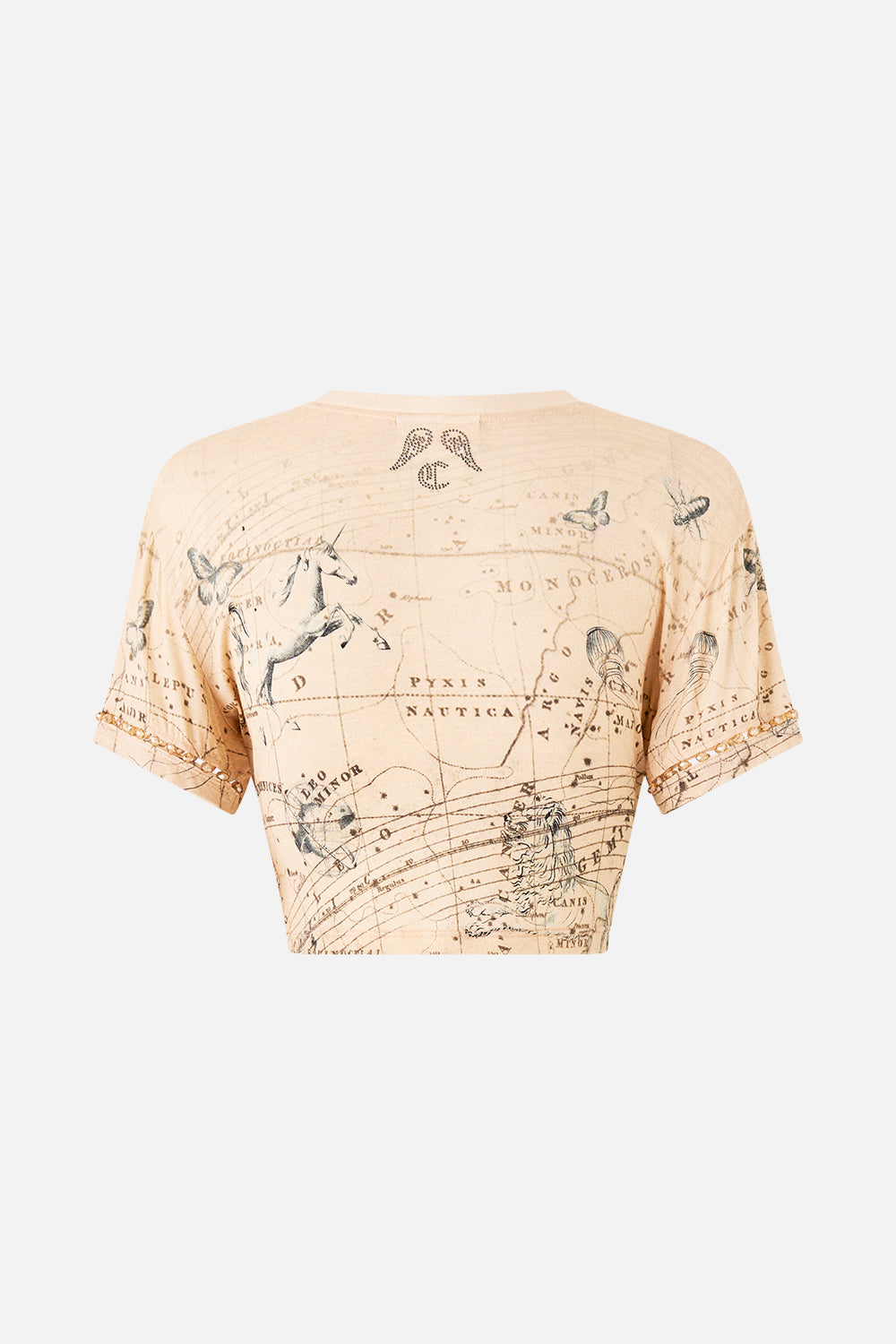 The CAMILLA JERSEY T-SHIRT WITH HARDWARE HOUSE OF HOROSCOPES in our  print.