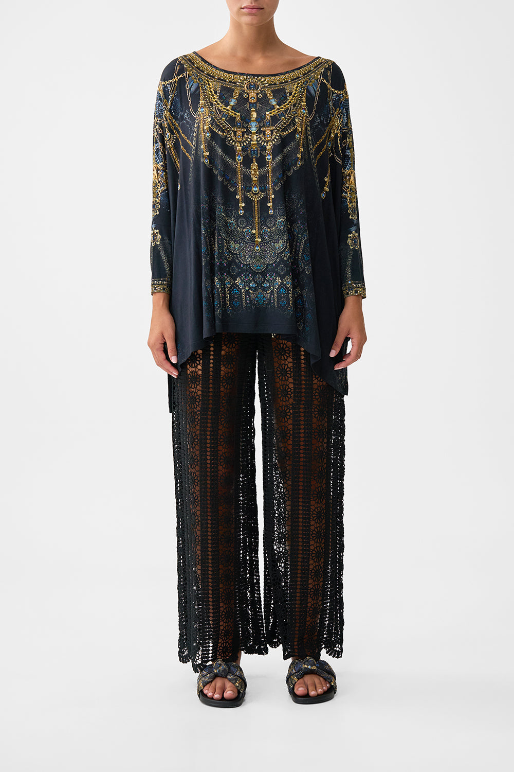 The CAMILLA scoop neck slouch tee from our print song of the solstice