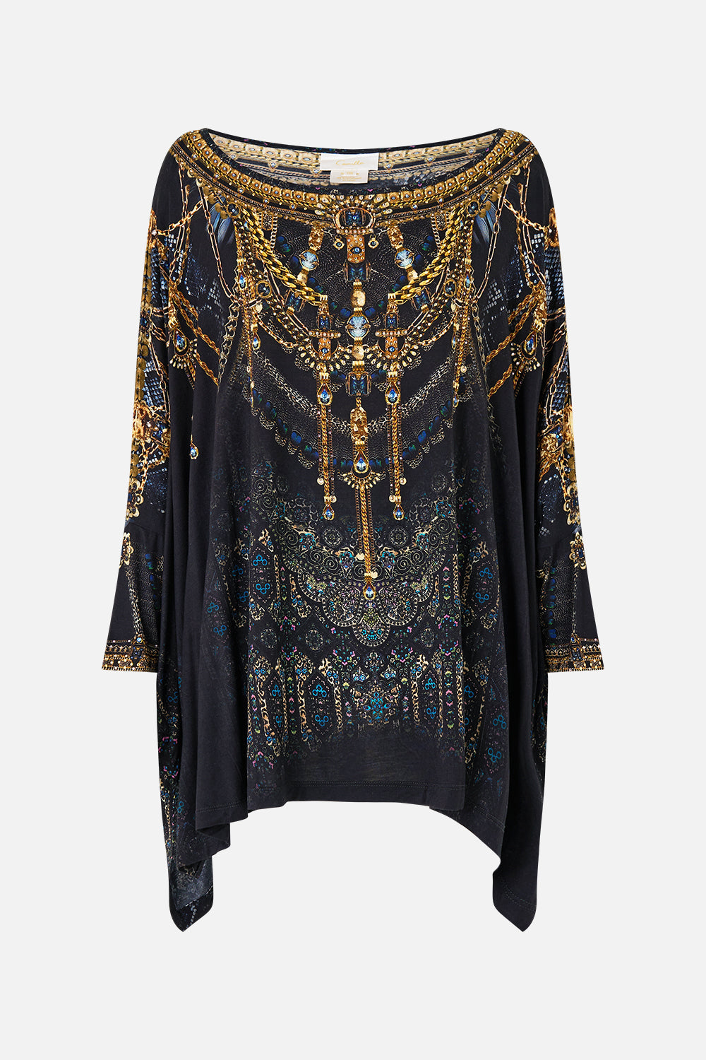 The CAMILLA scoop neck slouch tee from our print song of the solstice, front product view