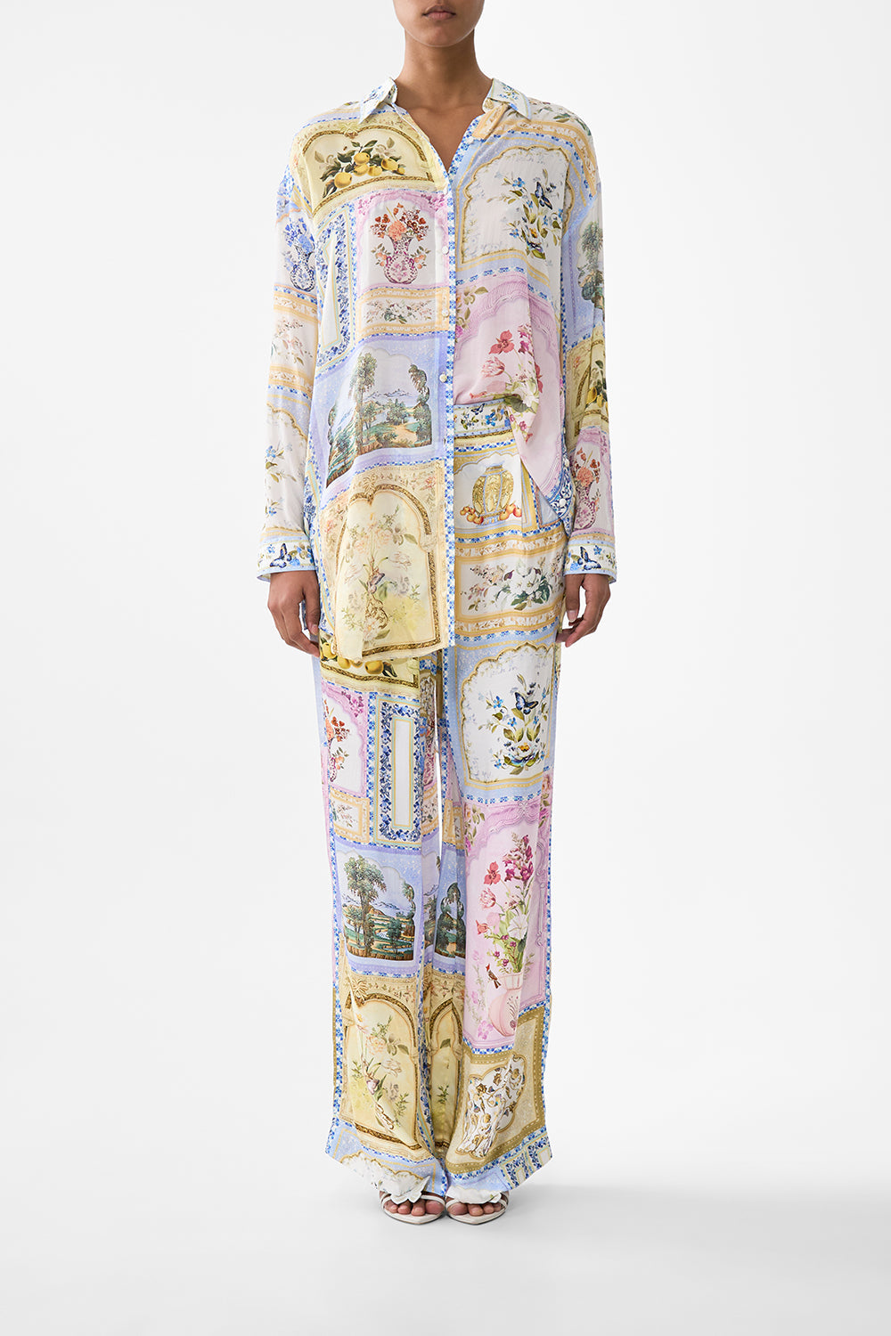 The CAMILLA wide leg waisted pant from our print botanical ballads