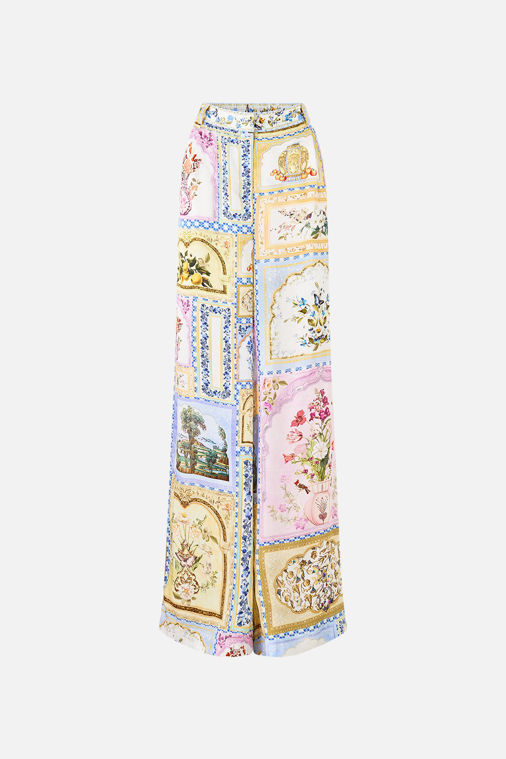The CAMILLA wide leg waisted pant from our print botanical ballads, front product view