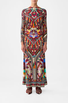 GATHERED JERSEY LONG DRESS PATCHWORK ALCHEMY