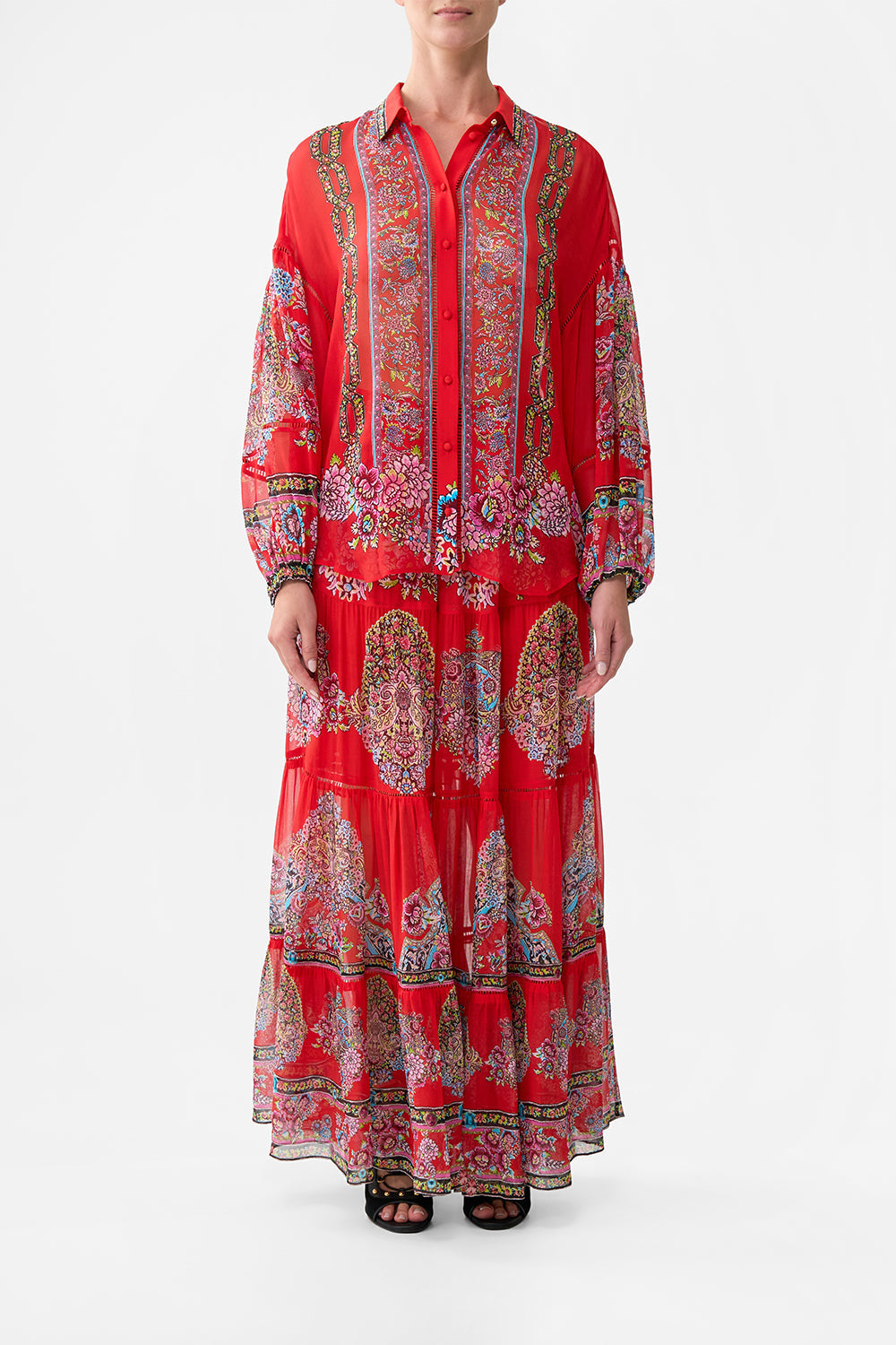 The CAMILLA BALLOON SLEEVE BLOUSE ARTISANS OF ANATOLIA in our ARTISANS OF ANATOLIA print.