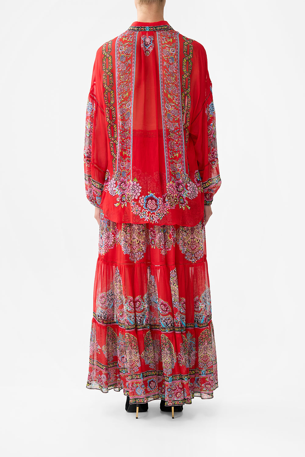 The CAMILLA BALLOON SLEEVE BLOUSE ARTISANS OF ANATOLIA in our  print.