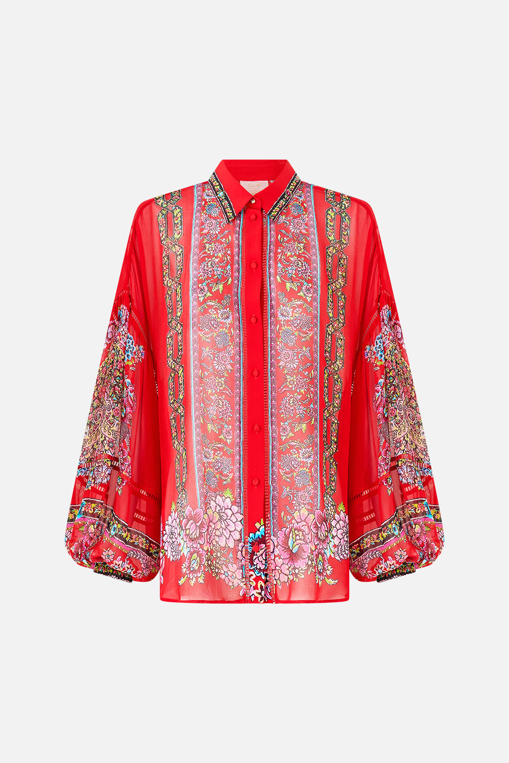 The CAMILLA BALLOON SLEEVE BLOUSE ARTISANS OF ANATOLIA in our  print.