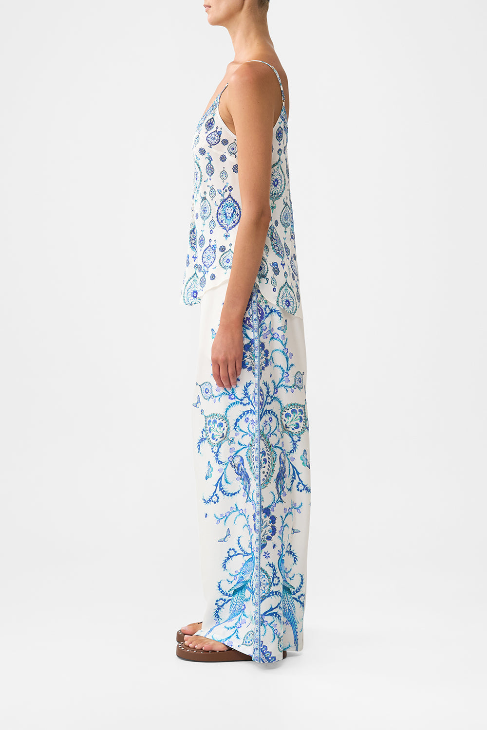 The CAMILLA V-NECK BIAS CAMI ISNIK LULLABY in our  print.