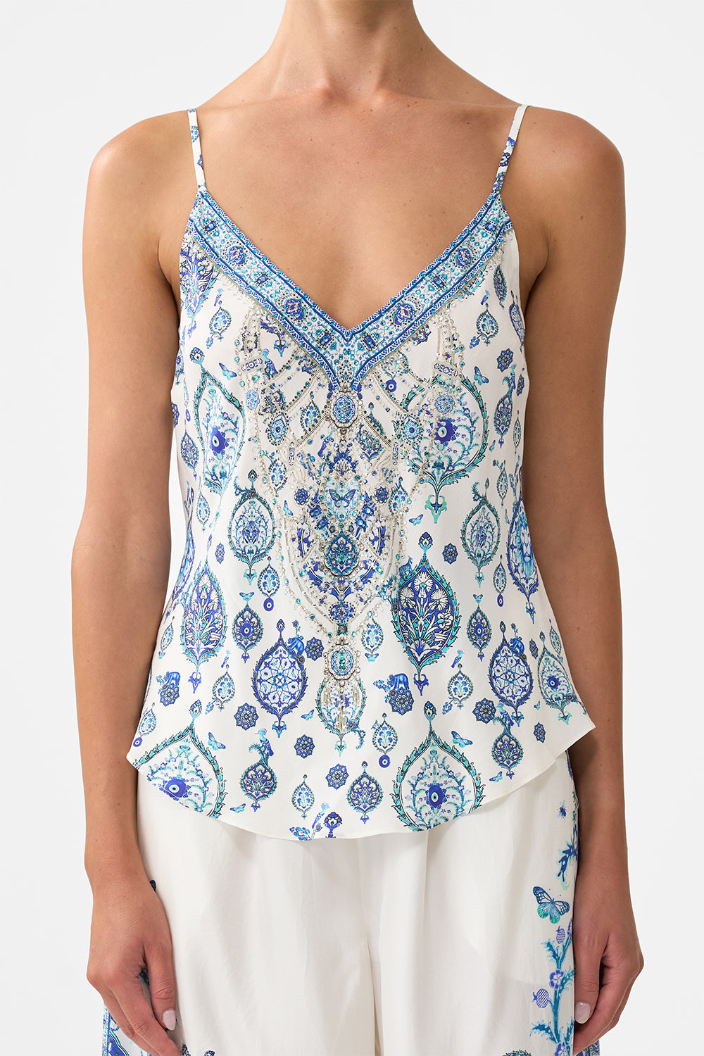 The CAMILLA v-neck bias cami from our print Isnik lullaby