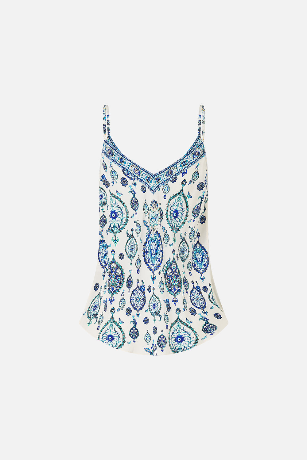 The CAMILLA v-neck bias cami from our print Isnik lullaby, back product view