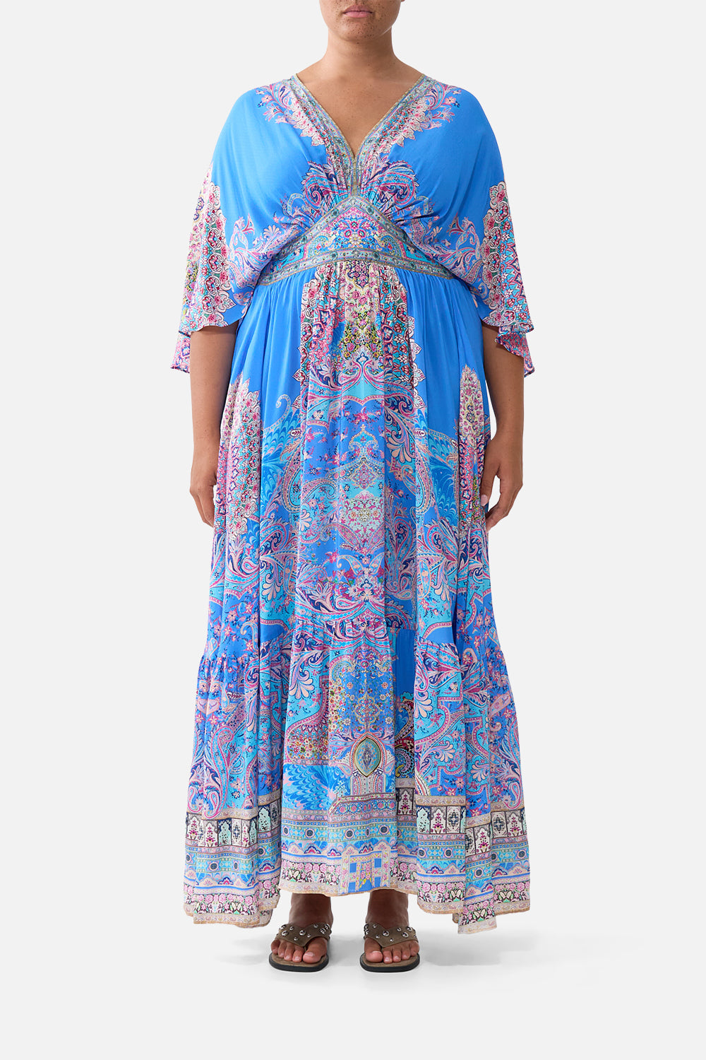 WAISTED DRESS WITH HEM RUFFLE FOOTSTEPS IN FOLKLORE