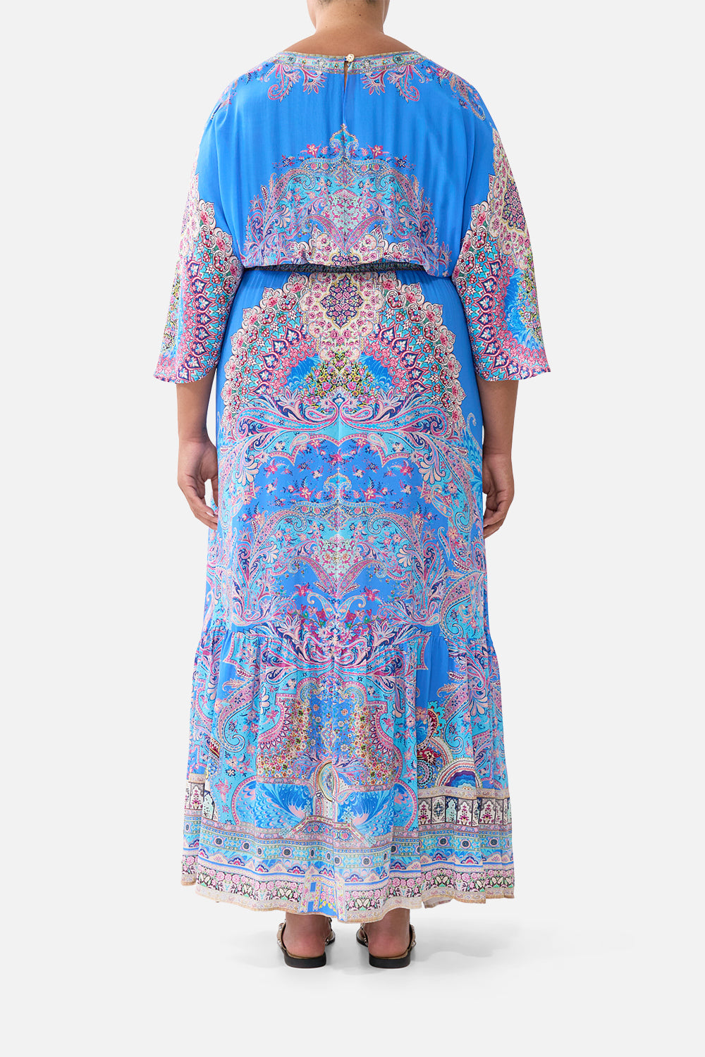 WAISTED DRESS WITH HEM RUFFLE FOOTSTEPS IN FOLKLORE