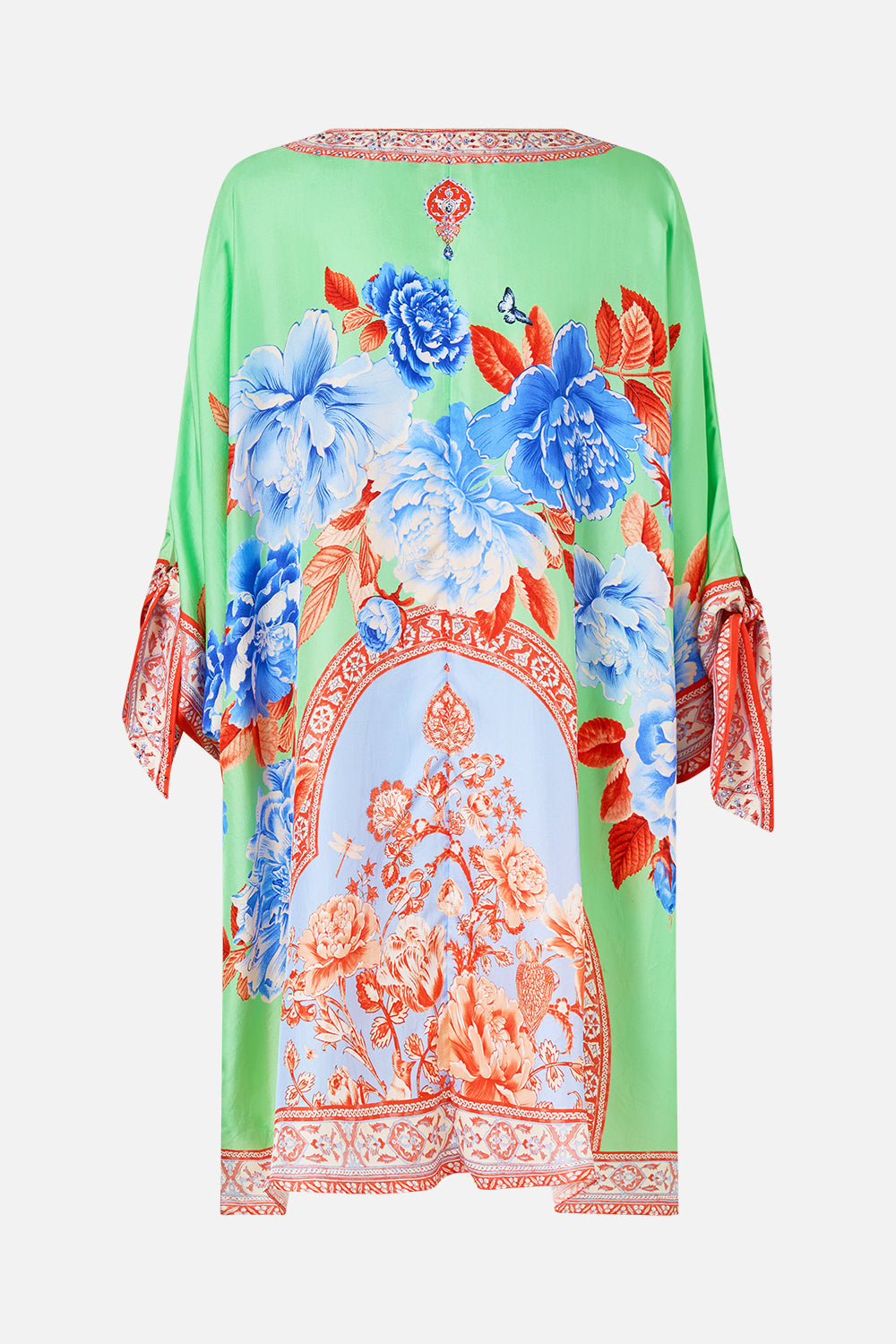 The CAMILLA tie sleeve short v neck kaftan from our print Topkapi pop, back product view
