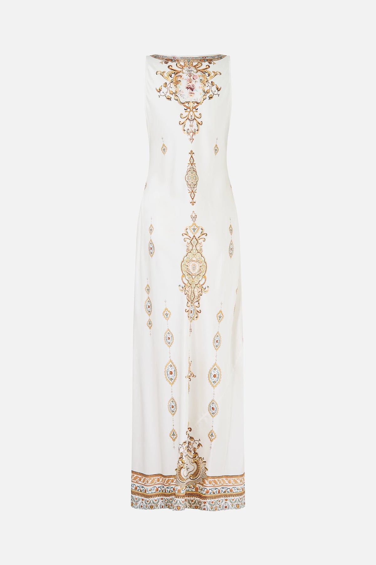 The CAMILLA bias cut tank dress from our print Ottoman dynasty, back product view