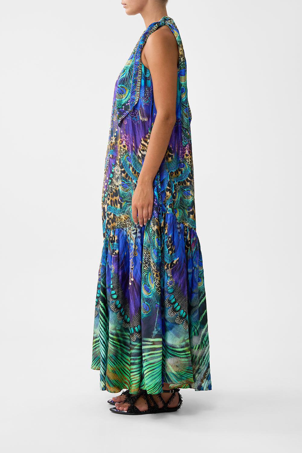 The CAMILLA tie one shoulder dress from our print cosmic zoology