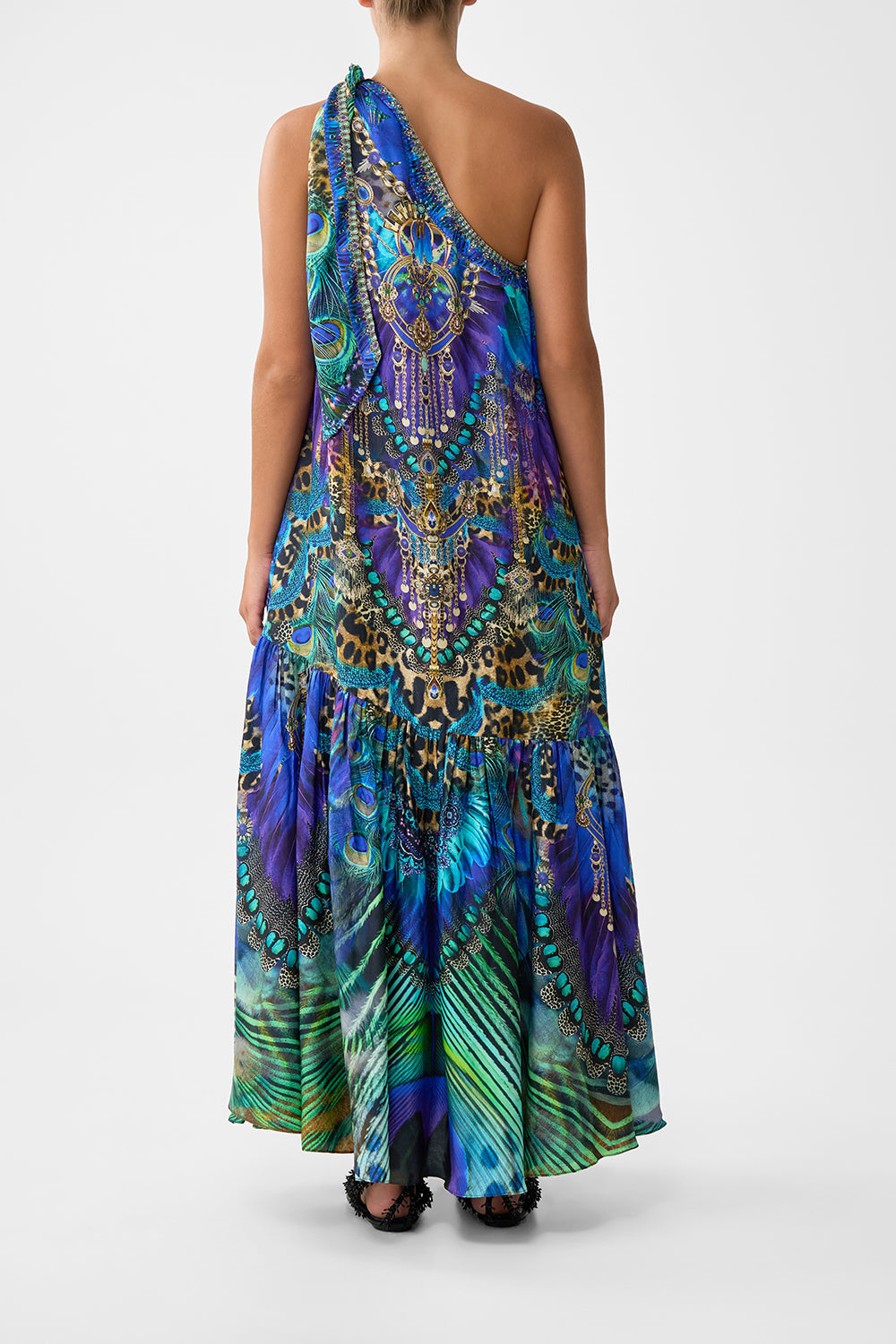 The CAMILLA tie one shoulder dress from our print cosmic zoology