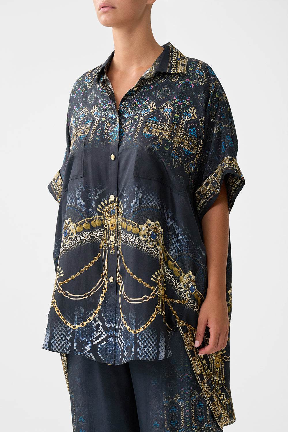 The CAMILLA oversized pocket tunic from our print song of the solstice