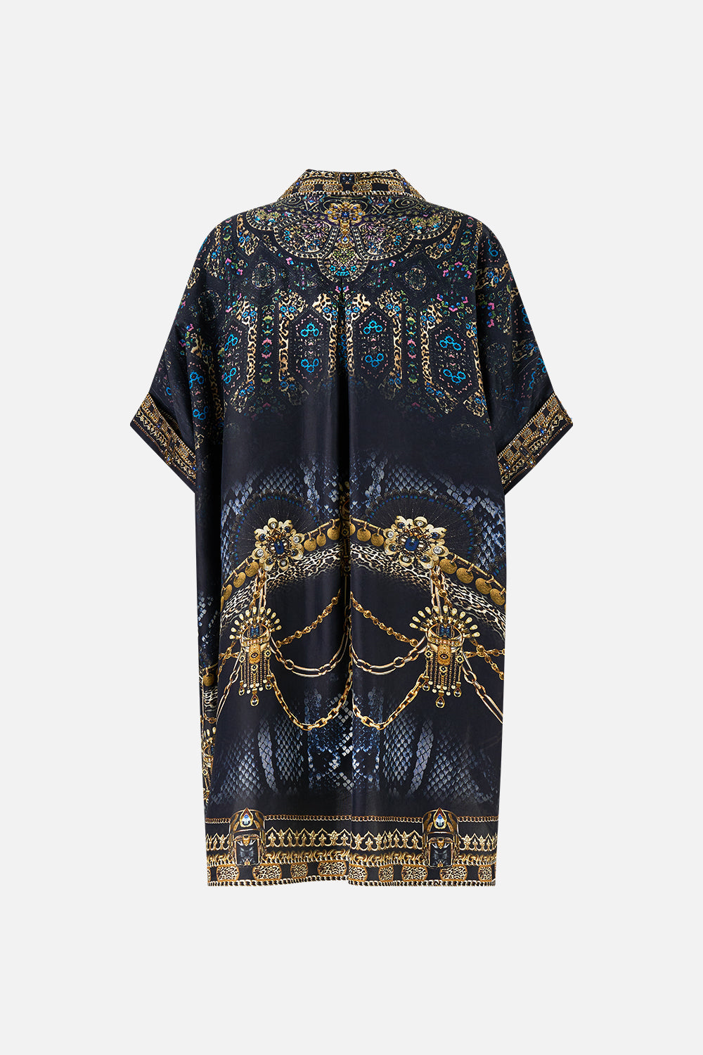 The CAMILLA oversized pocket tunic from our print song of the solstice, back product view