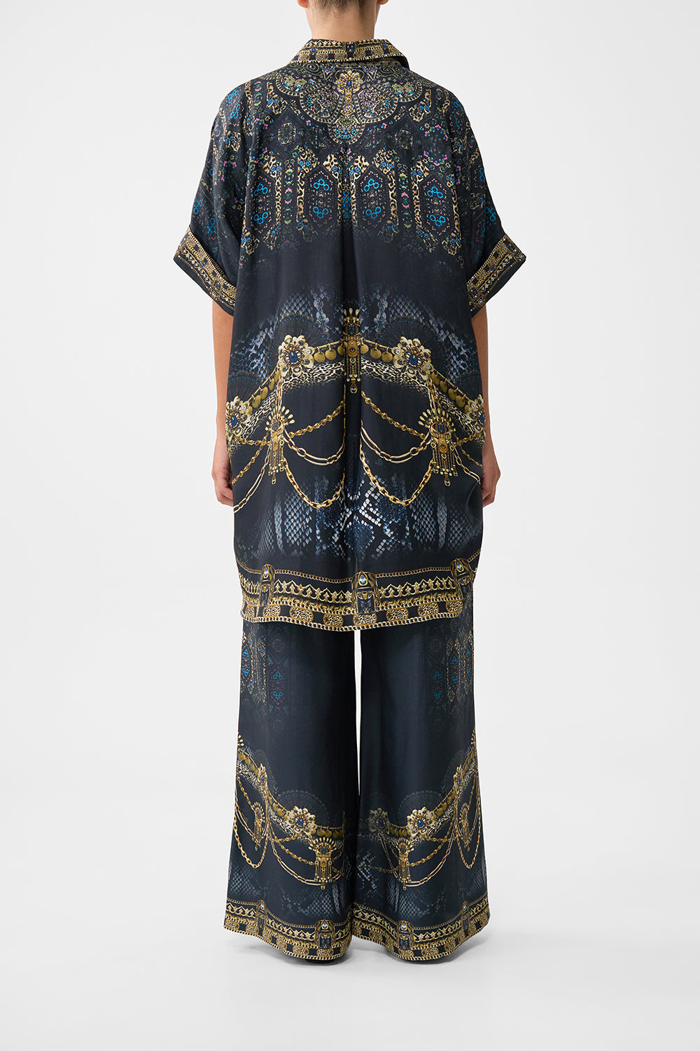 The CAMILLA LOUNGE PANT SONG OF THE SOLSTICE in our  print.