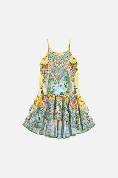 KIDS LAYERED HIGH LOW DRESS WITH DROP WAIST TALES OF TOPKAPI PALACE