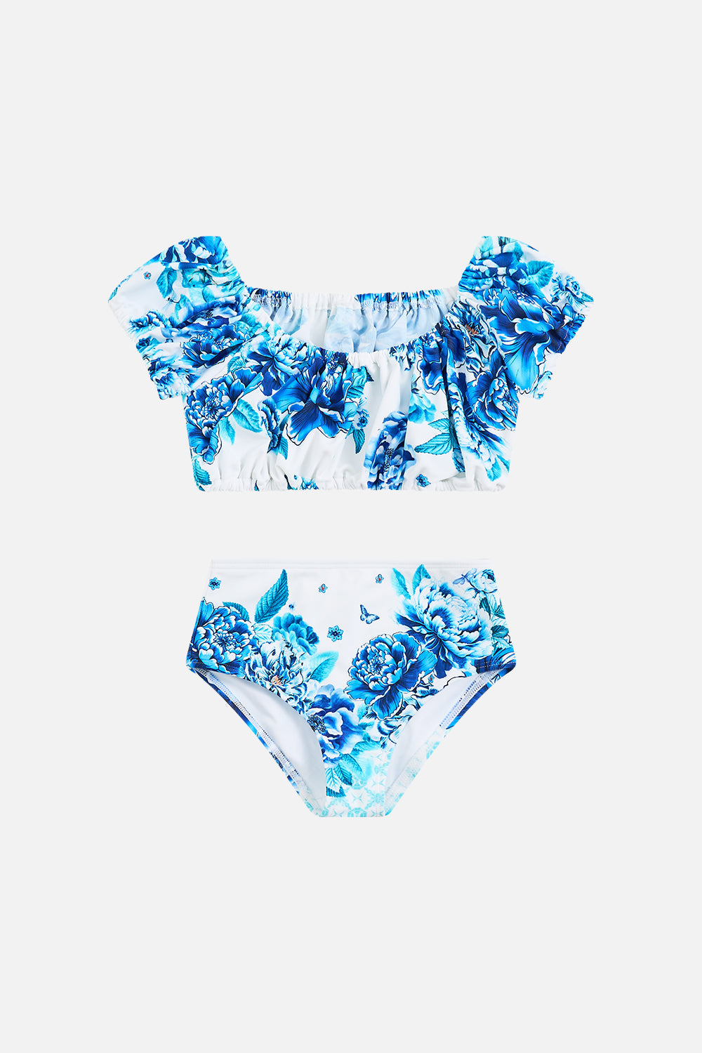 CONJUNTO DE BIKINI INFANTIL CON HOMBROS DESCUBIERTOS Y MANGAS ABULLONADAS A CERAMIC GARDEN