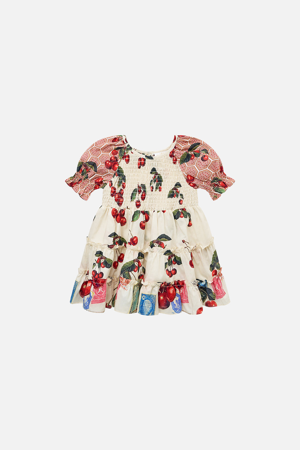 VESTIDO ESCALONADO PARA BEBÉS CON MANGA ABULLONADA NOTAS DE LA CARRETERA