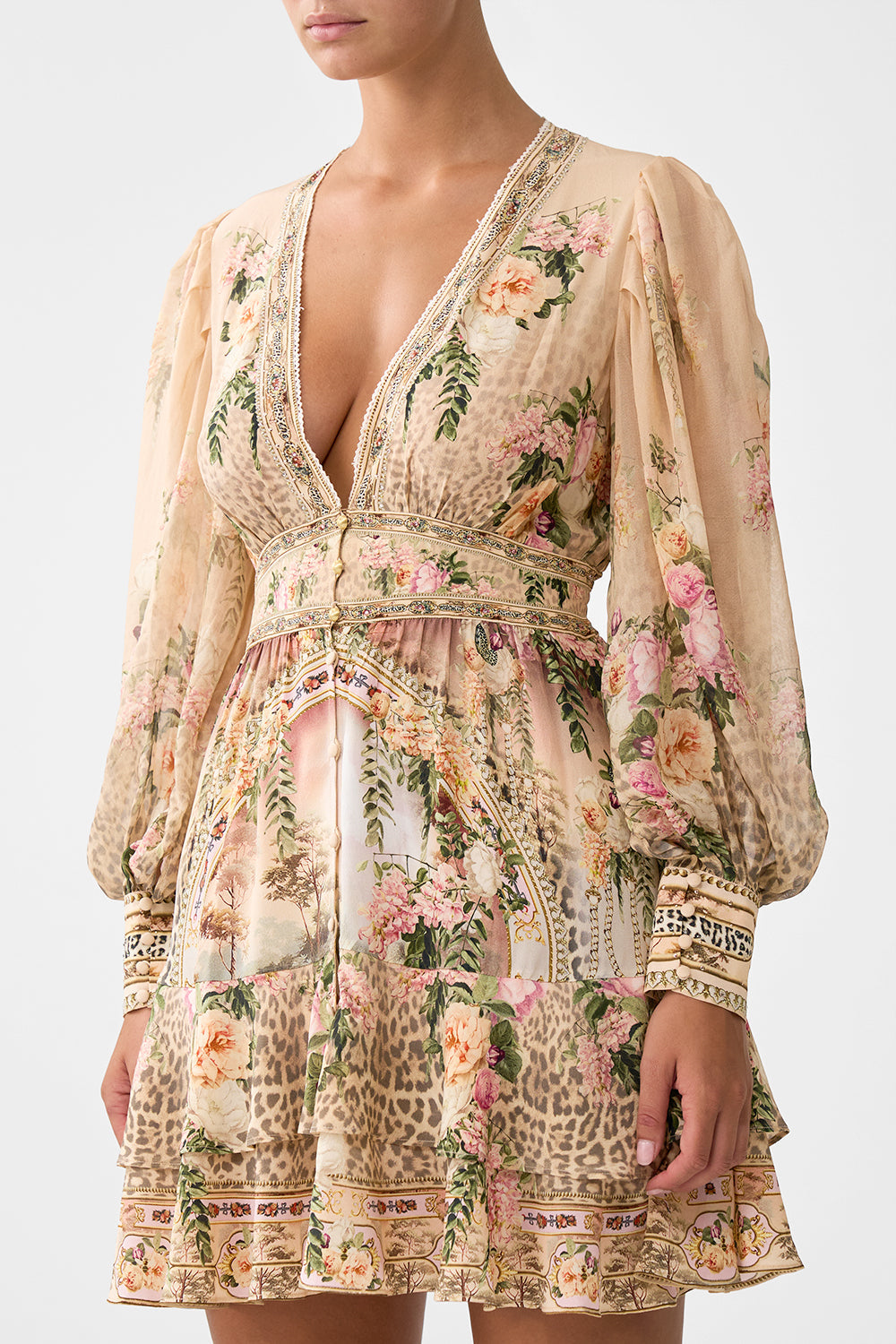 VESTIDO ABOTONADO CON VOLANTES ACUARELA MARAVILLOSA