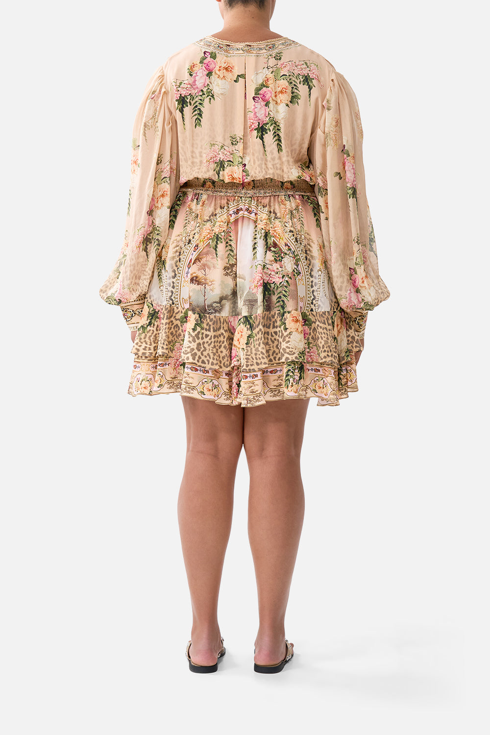 BUTTON FRONT FRILL DRESS WATERCOLOUR WONDERLAND