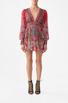 SHORT DRESS WITH BLOUSON SLEEVE ARTISANS OF ANATOLIA