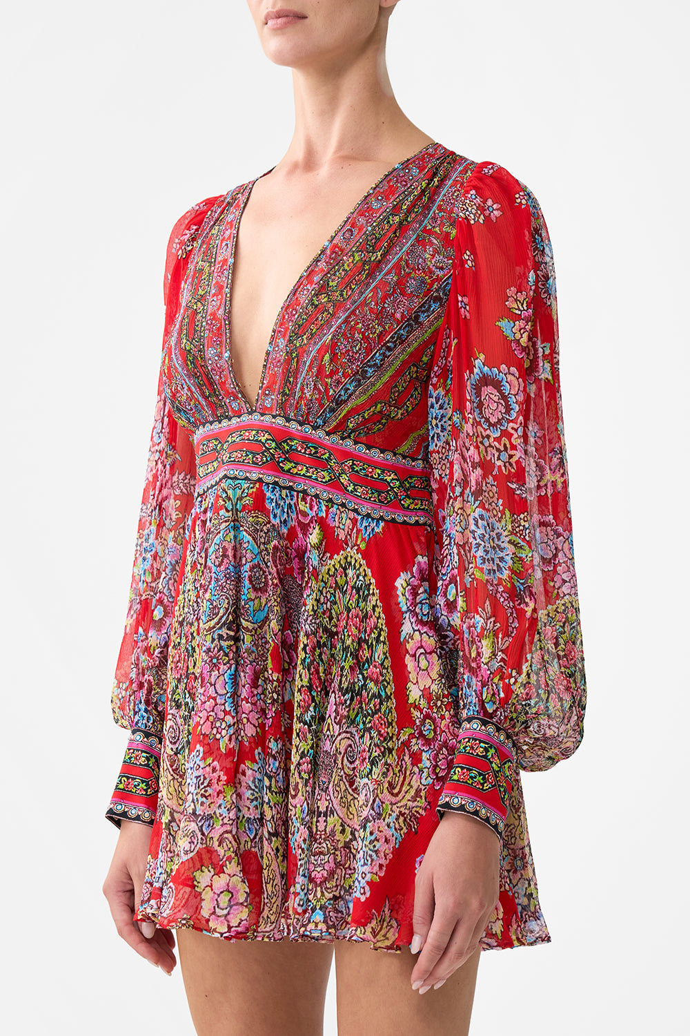VESTIDO CORTO CON MANGA TIPO BLUSA ARTESANOS DE ANATOLIA