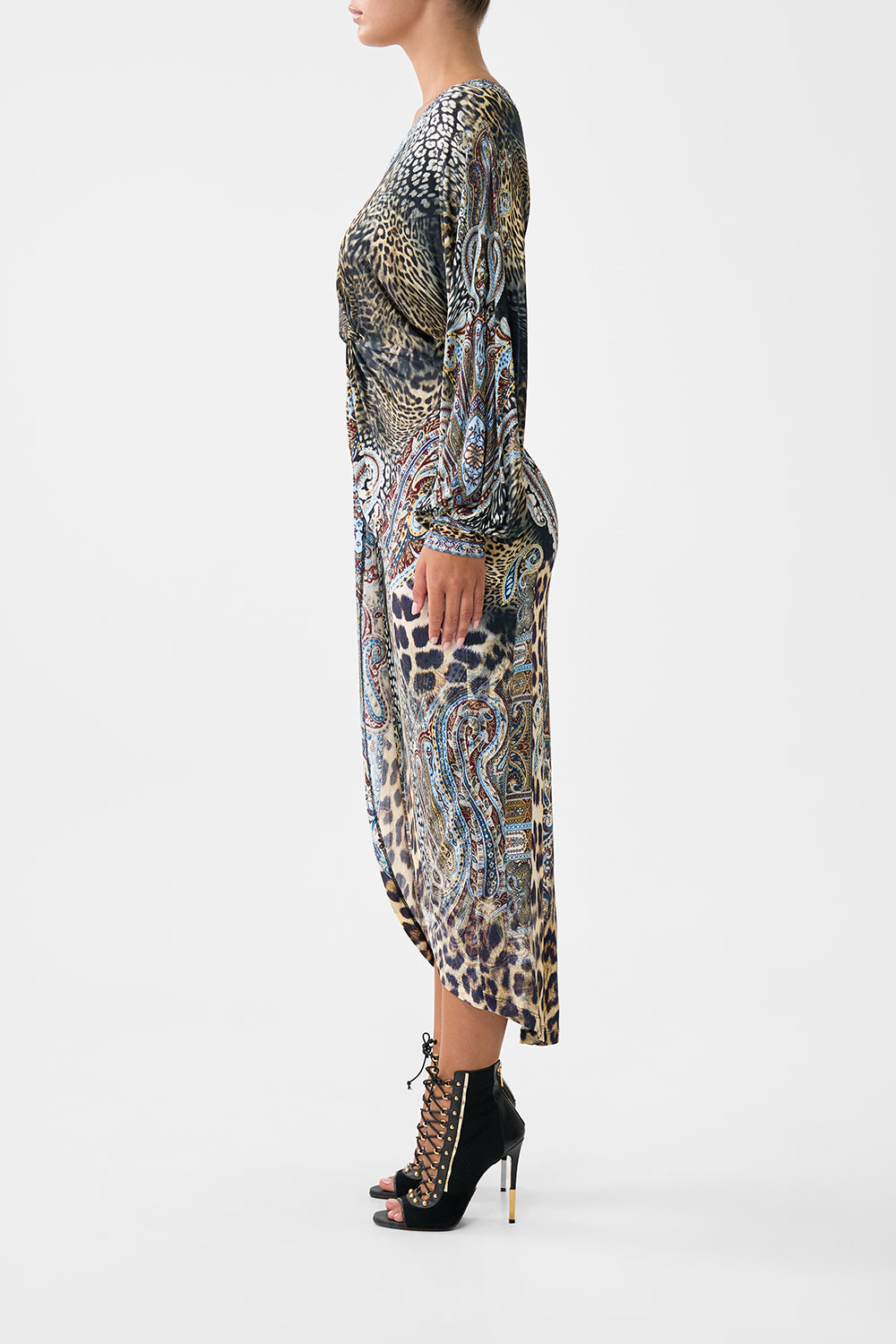 The CAMILLA twist front dress from our print Istanbul animalia