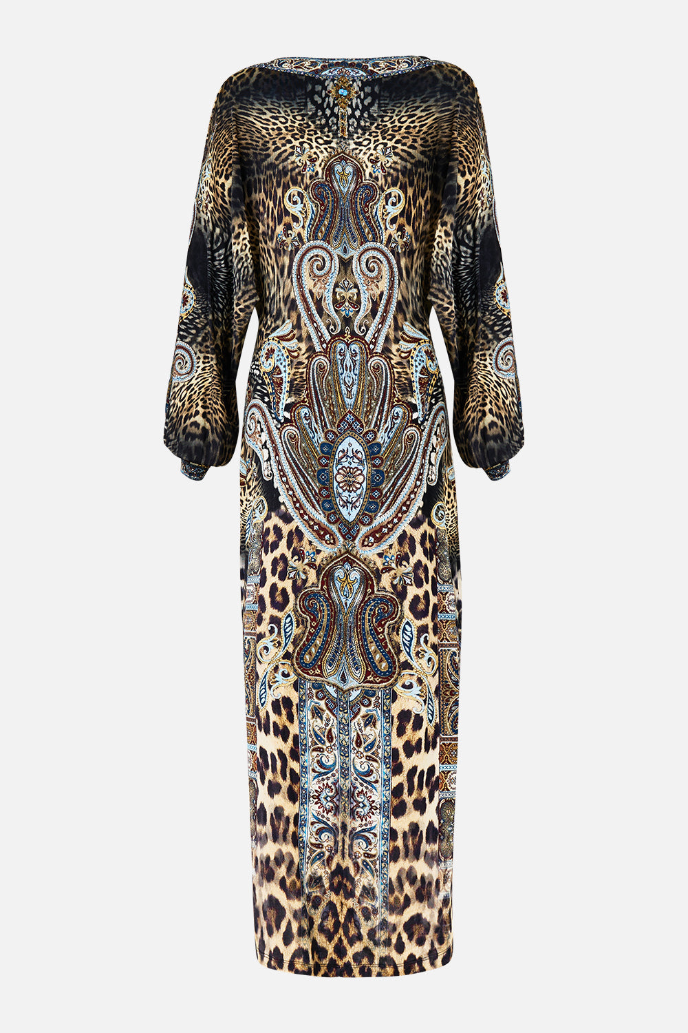 The CAMILLA twist front dress from our print Istanbul animalia, back product view