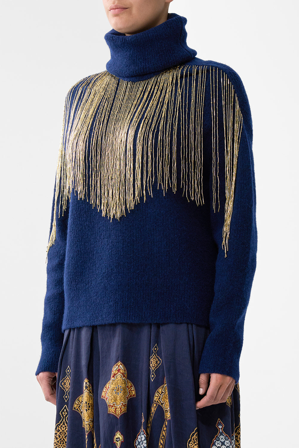 The CAMILLA roll neck jumper from our print the imperial gate