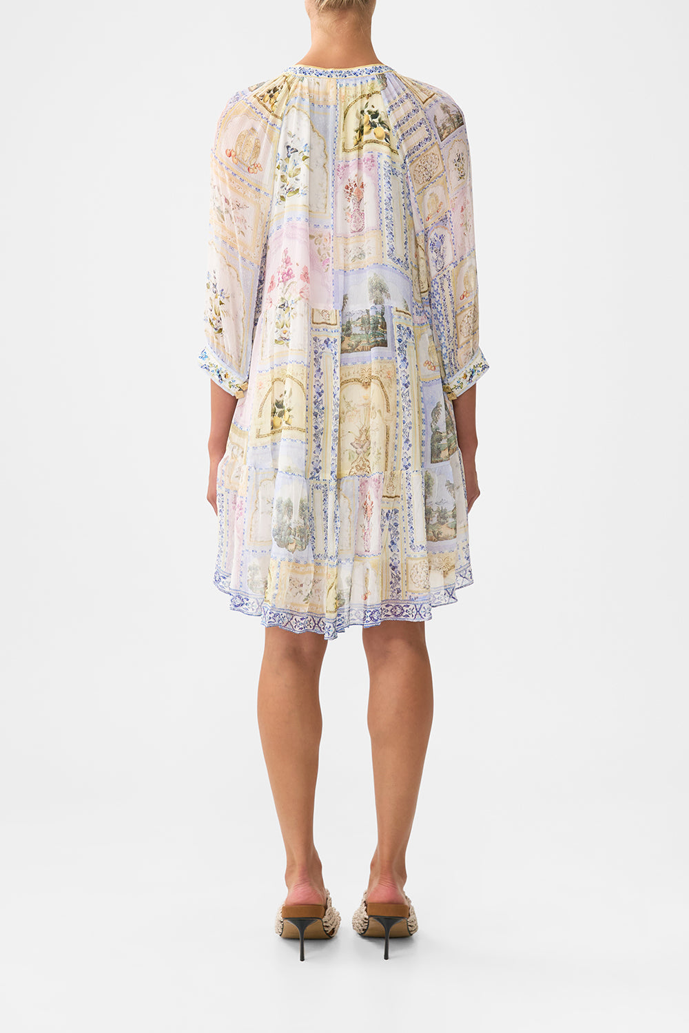 The CAMILLA short gathered panel dress from our print botanical ballads