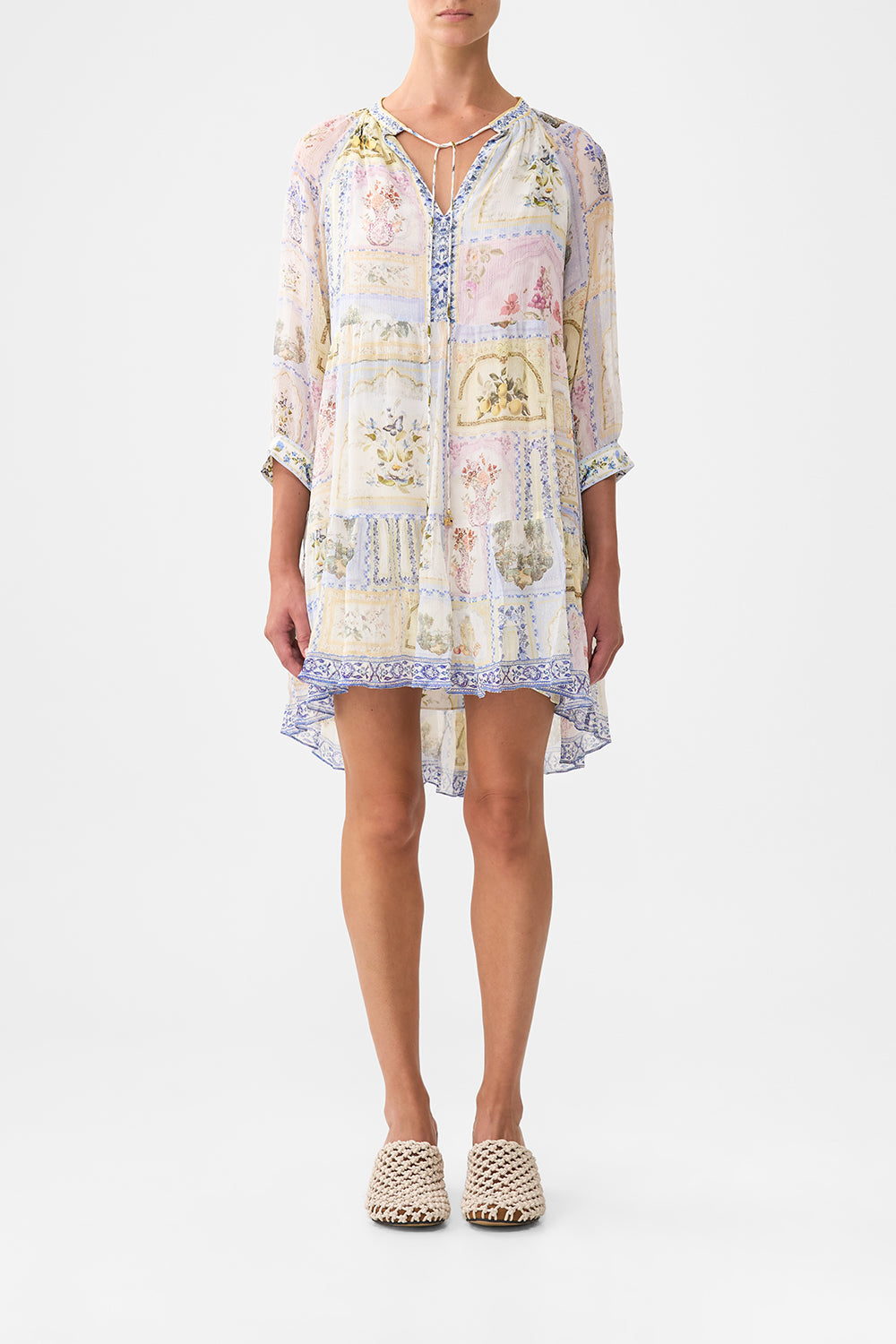 The CAMILLA short gathered panel dress from our print botanical ballads