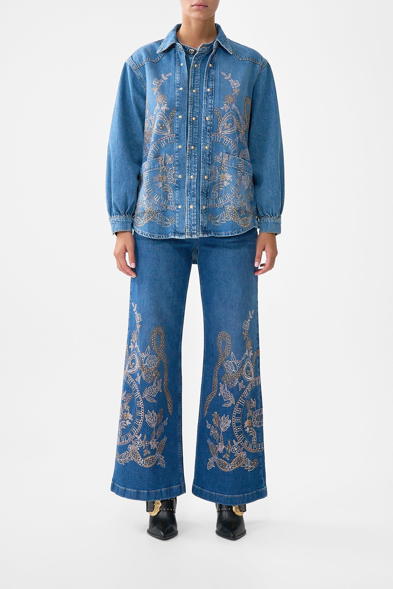 The Denim Lalita Ace Of Lace Long Line Shirt | CAMILLA US – CAMILLA