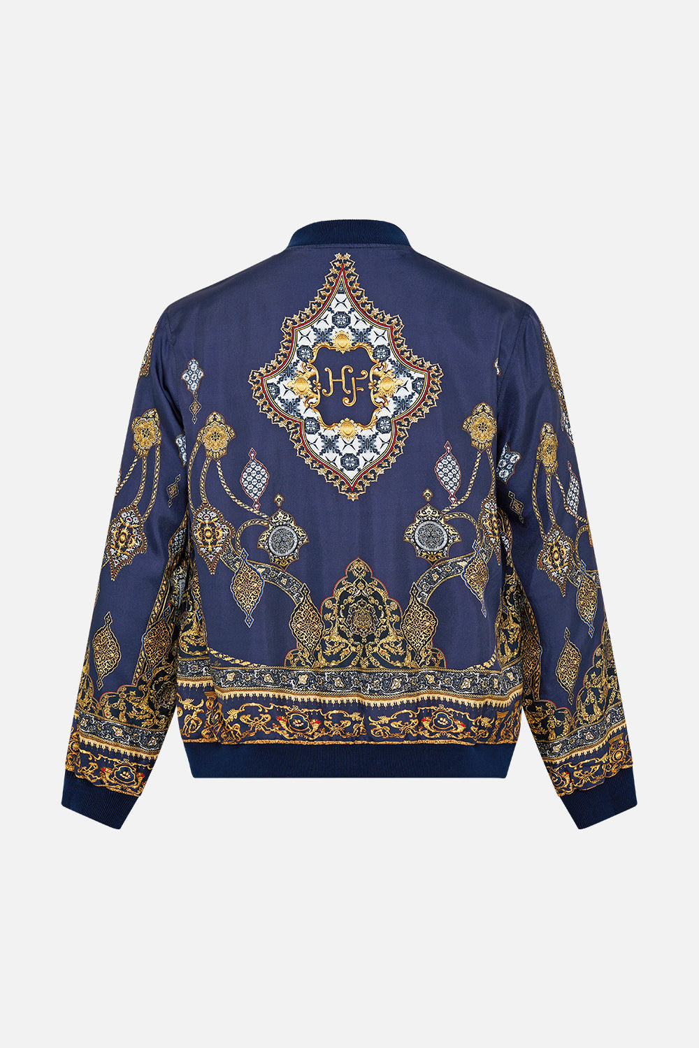 The CAMILLA reversible zip through bomber jacket from our print the imperial gate, back product view