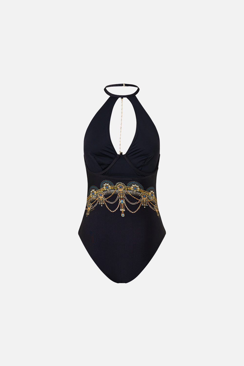 HIGH NECK HALTER UNDERWIRE ONE PIECE WITH CHAIN SONG OF THE SOLSTICE