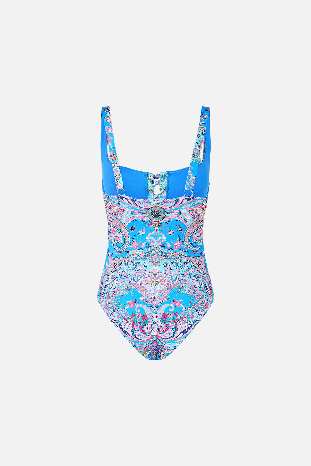 LACE UP UNDERWIRE SQUARE NECK ONE PIECE FOOTSTEPS IN FOLKLORE