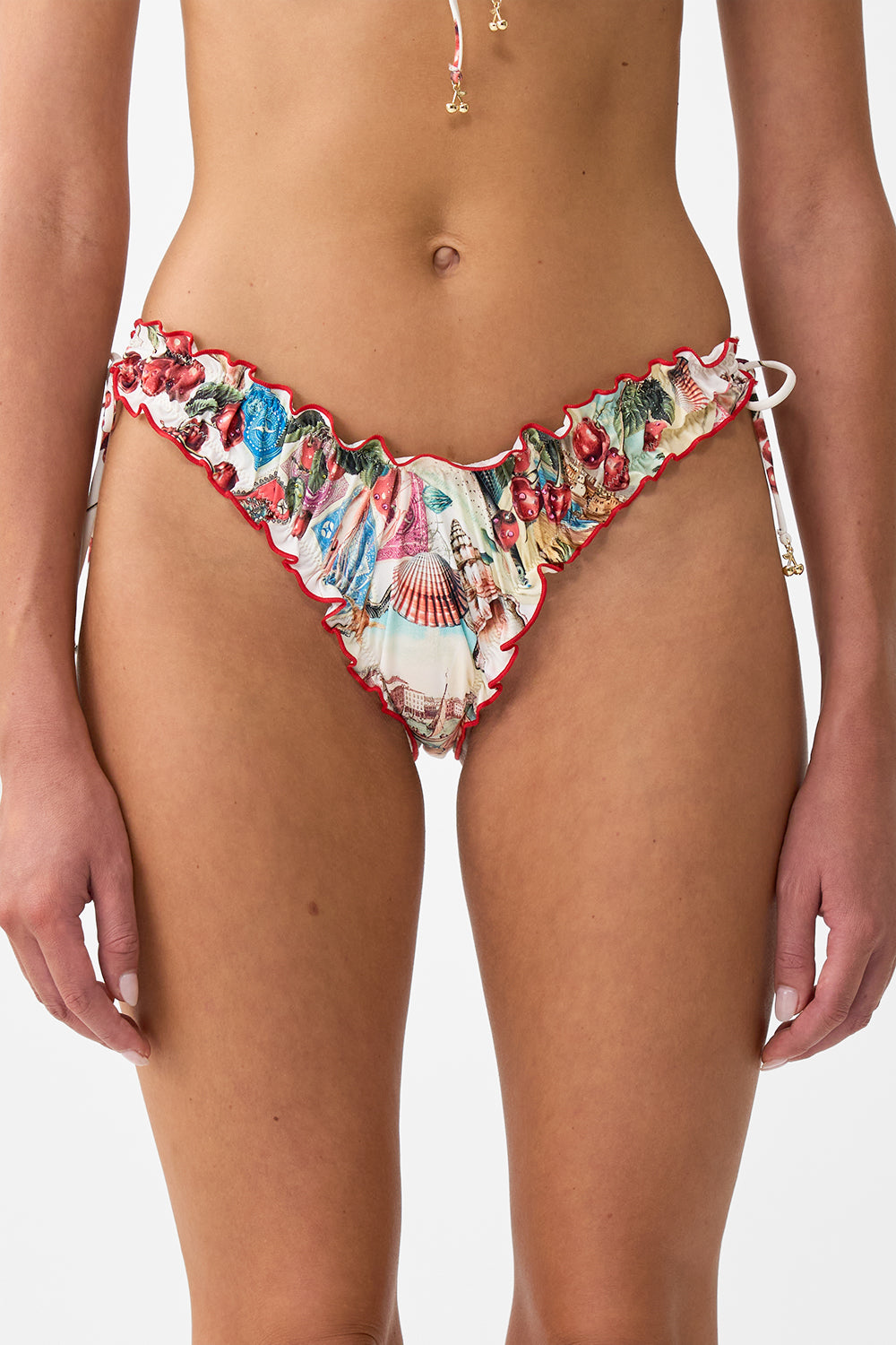 Notes From The Road Ruched Skimpy Bikini Bottom With Tie Sides